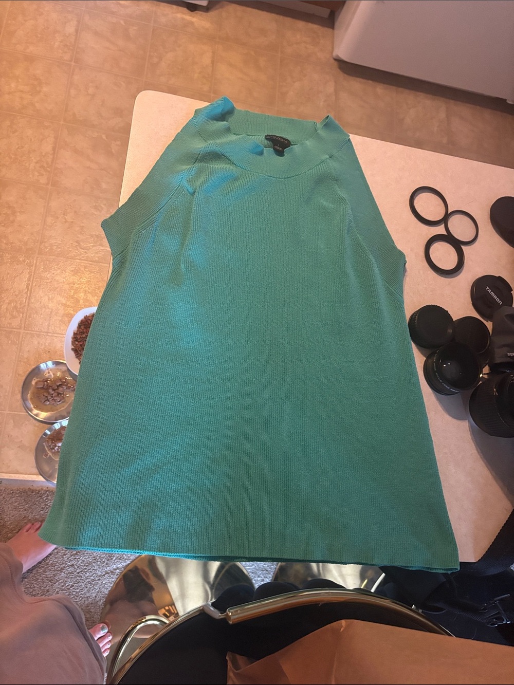 Ann Taylor Factory Sleeveless Knit Tank in Teal Green